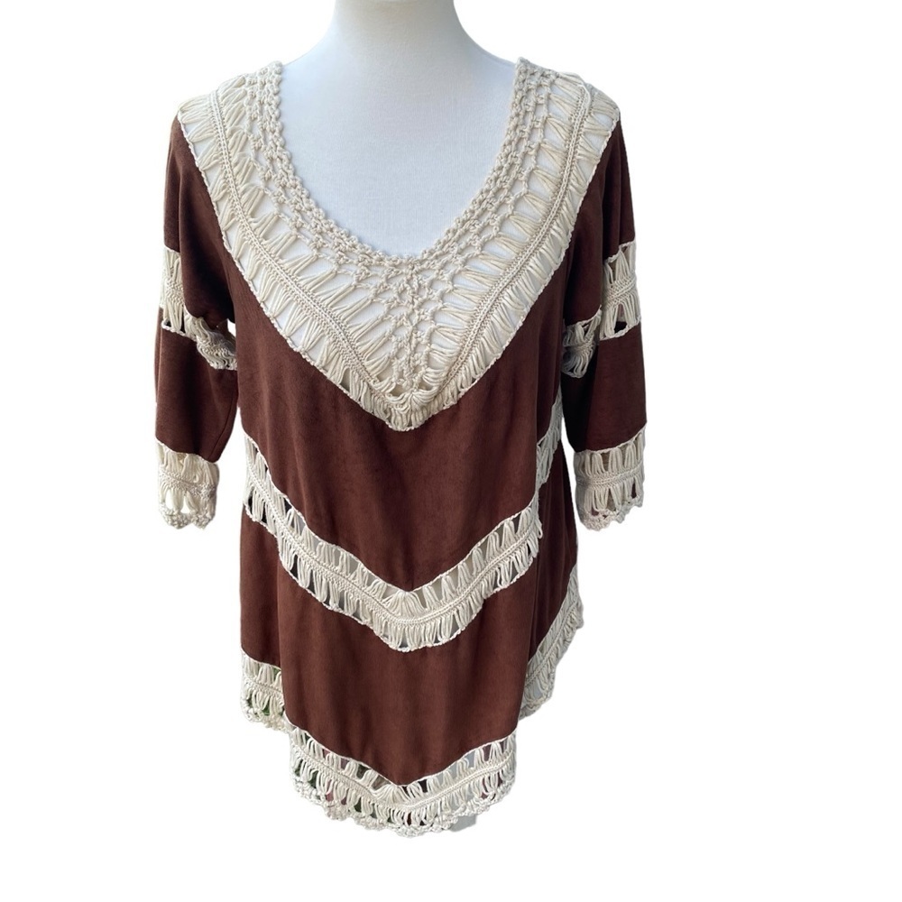 Gee Gee pull over top v neck 3/4” sleeve 70’s loose‎ fit size medium